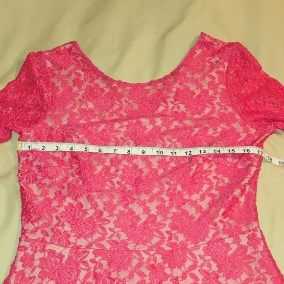 Melrose Pink Lace Illusion A Line Dress; Size 10 - Picture 7 of 8